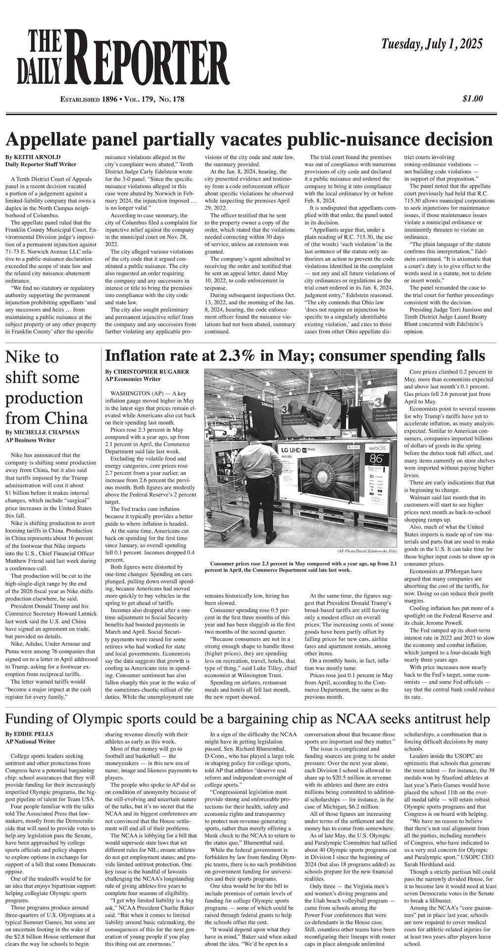 Tuesday, July 1, 2025