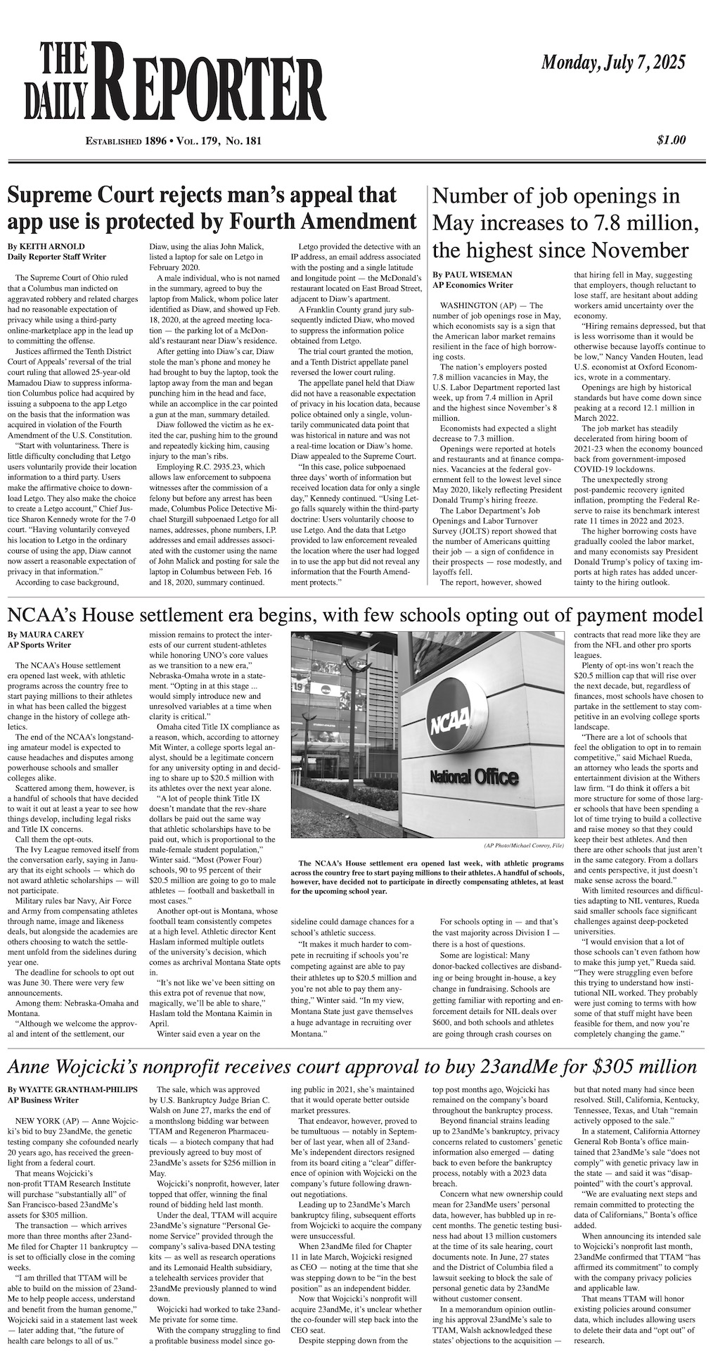 Monday, July 7, 2025