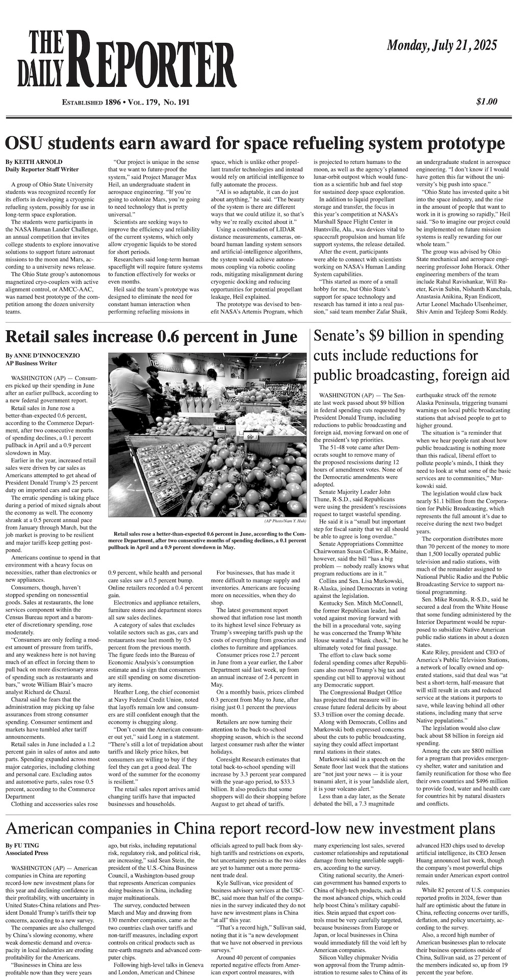 Monday, July 21, 2025