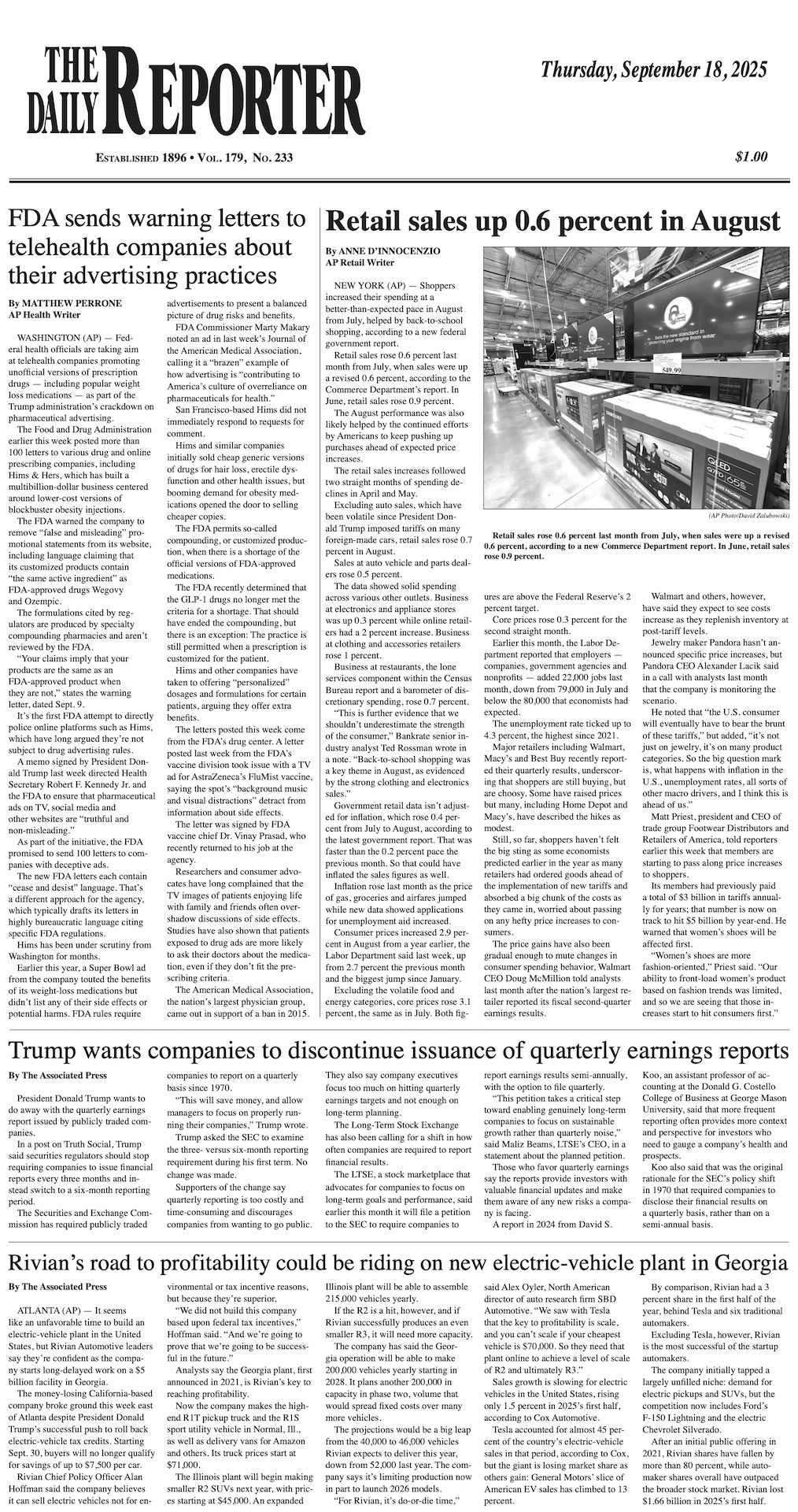 Thursday, September 18, 2025