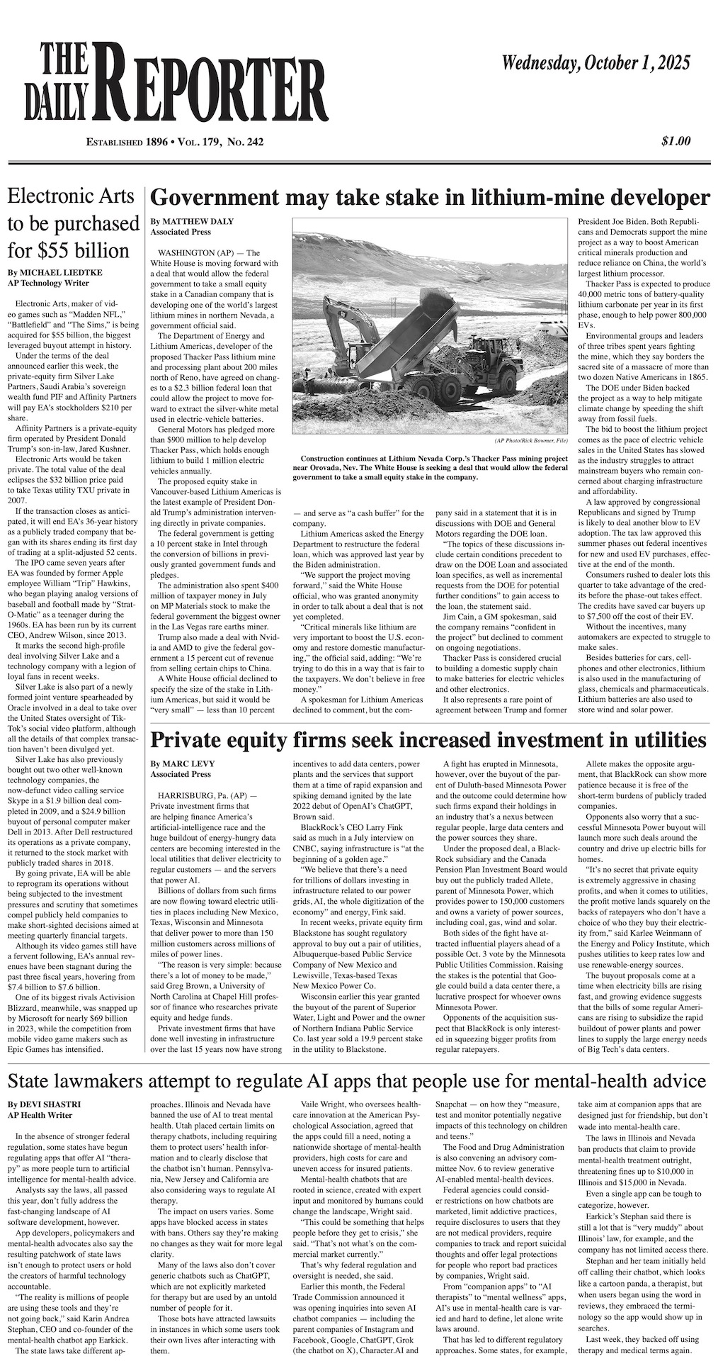 Wednesday, October 1, 2025