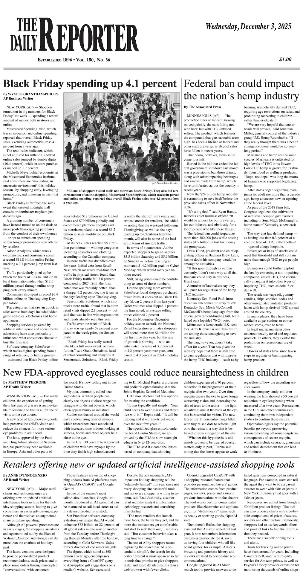 Wednesday, December 3, 2025